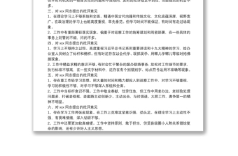 在巡视整改专题民主生活会上对市委巡察办班子成员的批评意见