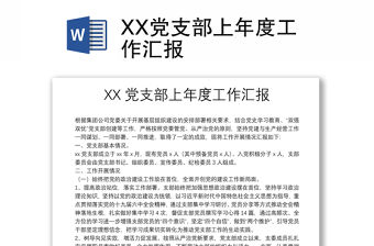 XX黨支部上年度工作匯報