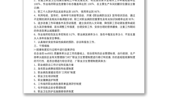 職業(yè)衛(wèi)生工作計(jì)劃職業(yè)病防治和實(shí)施