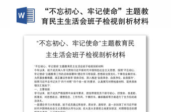 “不忘初心、牢記使命”主題教育民主生活會班子檢視剖析材料