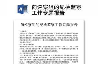 向巡察組的紀(jì)檢監(jiān)察工作專題報(bào)告