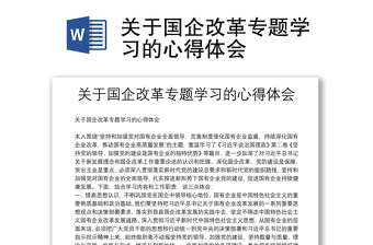 關于國企改革專題學習的心得體會
