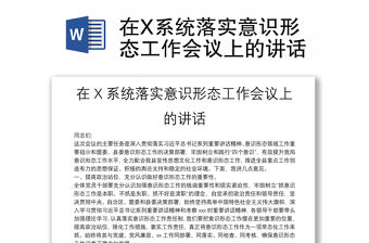 在X系統落實意識形態工作會議上的講話
