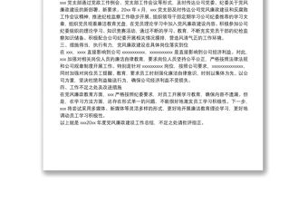 X企業基層黨支部黨風廉政建設工作總結