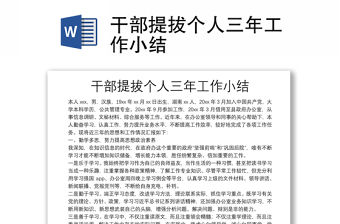干部提拔個人三年工作小結
