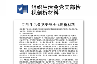 組織生活會黨支部檢視剖析材料