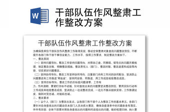 干部隊伍作風整肅工作整改方案