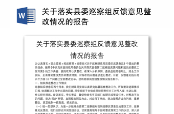 2022党组书记组织落实县委巡察组反馈意见整改工作情况报告