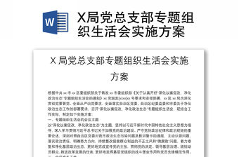 X局黨總支部專題組織生活會實施方案
