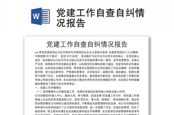 黨建工作自查自糾情況報(bào)告
