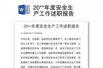 20**年度安全生產工作述職報告