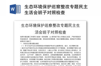生態環境保護巡察整改專題民主生活會班子對照檢查