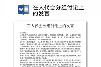 在人代會分組討論上的發言