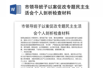 市領導班子以案促改專題民主生活會個人剖析檢查材料