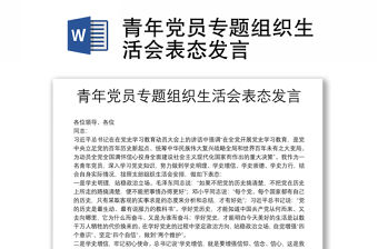 青年黨員專題組織生活會表態發言