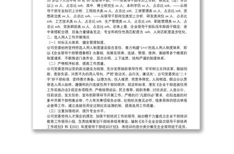 公司黨委2021年度干部隊伍建設和選人用人工作情況報告（國企）