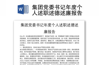 集團黨委書記年度個人述職述德述廉報告
