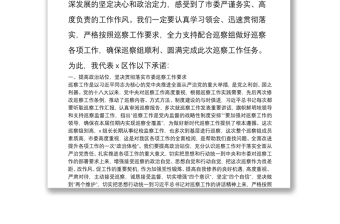 在市委第X巡察組巡察X區(qū)工作動員會上的表態(tài)發(fā)言