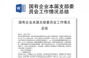 國有企業(yè)本屆支部委員會工作情況總結(jié)