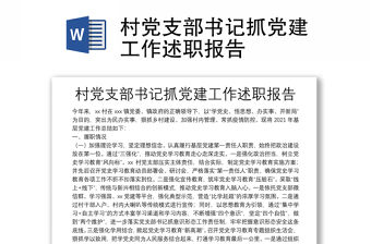 村黨支部書記抓黨建工作述職報(bào)告