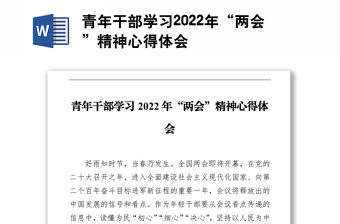 青年干部學習2022年“兩會”精神心得體會