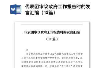 代表團(tuán)審議政府工作報(bào)告時的發(fā)言匯編（12篇）