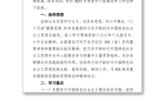 2022年黨委中心組理論學(xué)習(xí)的方案