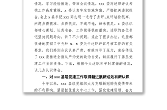 黨委（黨組）書記在抓基層黨建工作述職評(píng)議會(huì)上的點(diǎn)評(píng)發(fā)言