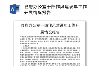 縣府辦公室干部作風(fēng)建設(shè)年工作開展情況報(bào)告