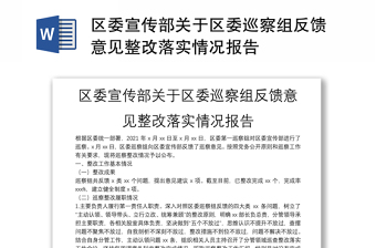 區(qū)委宣傳部關(guān)于區(qū)委巡察組反饋意見整改落實(shí)情況報(bào)告