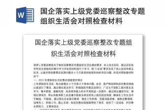 國企落實上級黨委巡察整改專題組織生活會對照檢查材料