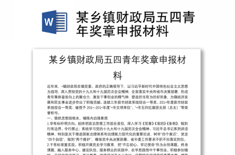 某鄉(xiāng)鎮(zhèn)財(cái)政局五四青年獎(jiǎng)?wù)律陥?bào)材料