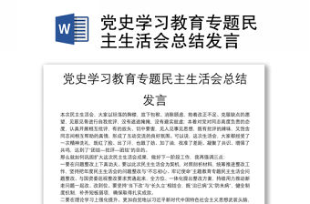 黨史學(xué)習(xí)教育專題民主生活會(huì)總結(jié)發(fā)言