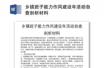 鄉(xiāng)鎮(zhèn)班子能力作風(fēng)建設(shè)年活動(dòng)自查剖析材料