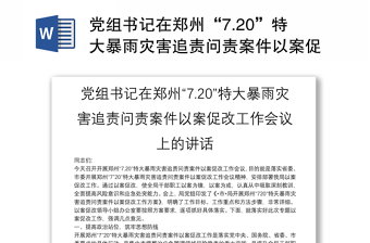 2021年7.20特大暴雨灾害追责问责以案促改班子对照检查材料