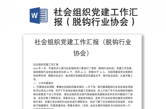 社會(huì)組織黨建工作匯報(bào)（脫鉤行業(yè)協(xié)會(huì)）