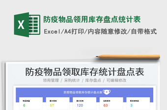 2022防疫物品領(lǐng)用庫(kù)存盤點(diǎn)統(tǒng)計(jì)表免費(fèi)下載
