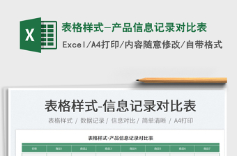 2022表格樣式-產(chǎn)品信息記錄對比表免費下載