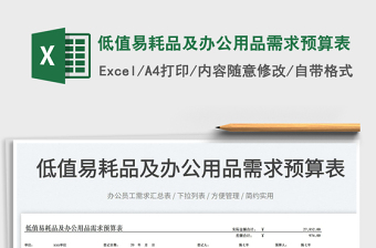 2023低值易耗品及辦公用品需求預(yù)算表免費下載