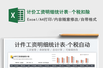 2022計價工資明細統(tǒng)計表-個稅扣除免費下載