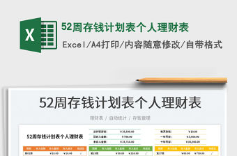 202252周存錢計劃表個人理財表免費下載