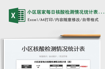 2023小區(qū)居家每日核酸檢測情況統(tǒng)計表（周）免費下載