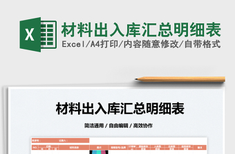 2022材料出入庫(kù)匯總明細(xì)表免費(fèi)下載