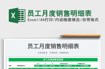 2023員工月度銷售明細表免費下載