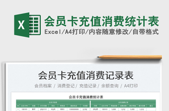 2023會(huì)員卡充值消費(fèi)統(tǒng)計(jì)表免費(fèi)下載