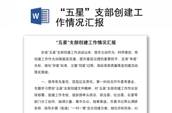 “五星”支部創(chuàng)建工作情況匯報