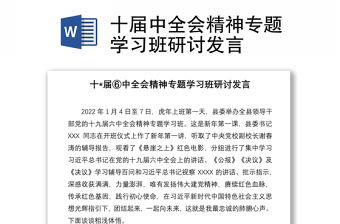 十屆中全會精神專題學習班研討發言