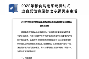 2022巡察整改专题民主生活会