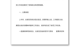 上半年支部黨員思想狀況分析報告