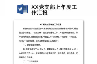 XX黨支部上年度工作匯報